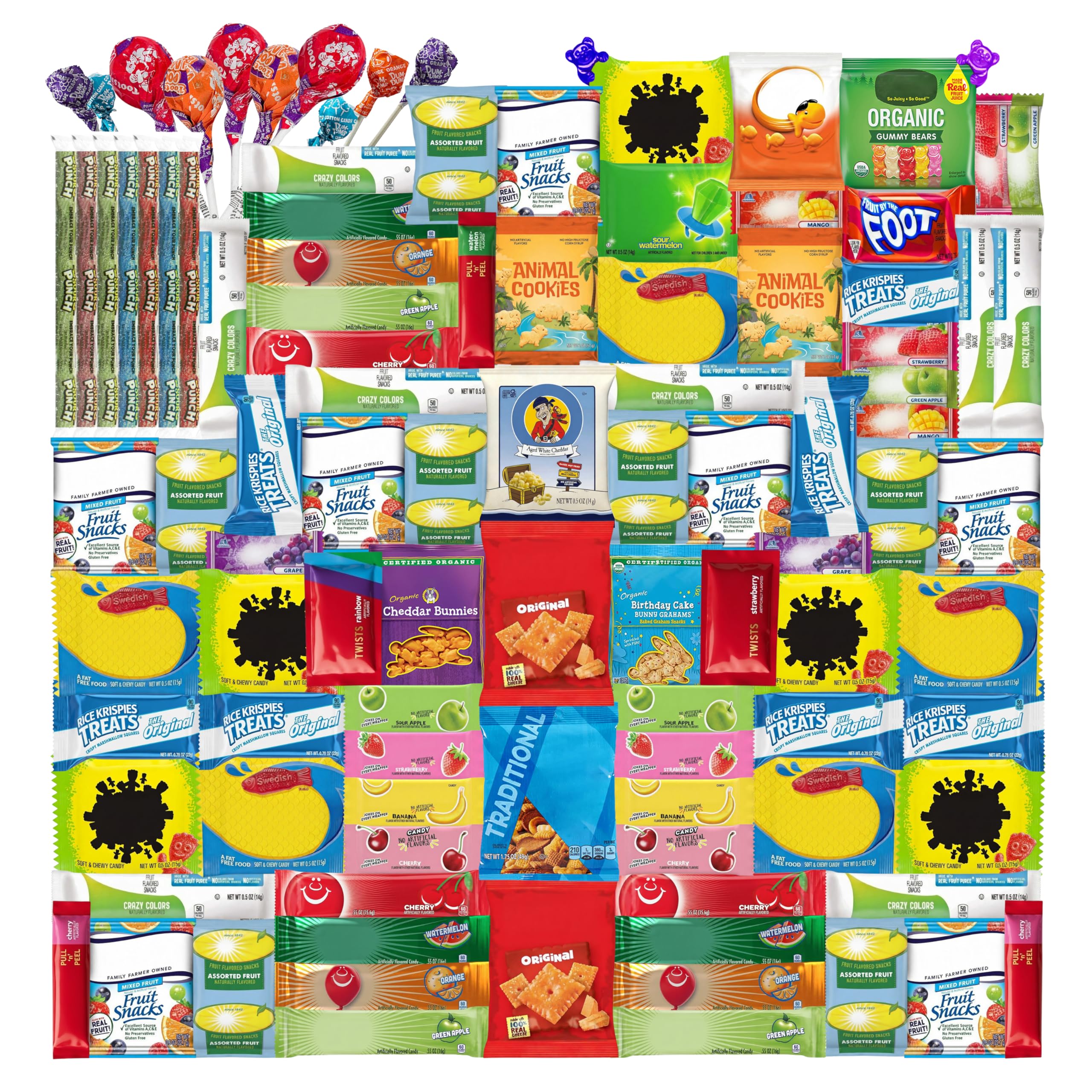 120 count Deluxe Snack Box - Ultimate Gift Care Package with Variety Assortment of Crackers, Cookies, Candy, Chips & other Snacks - Bulk Bundle of Delicious Treats (120 Snacks)