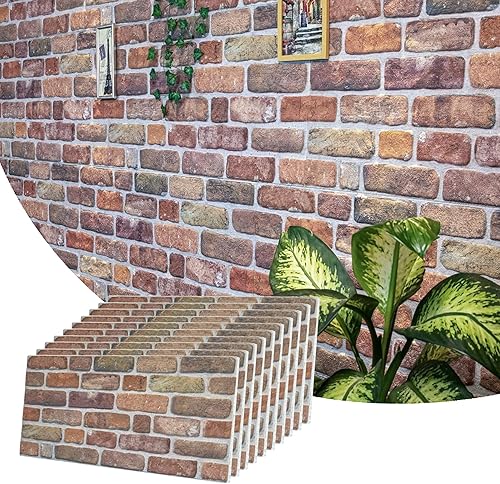 Dundee Deco Paneles de pared 3D con efecto de ladrillo, revestimiento, paneles de pared con aspecto de piedra marrón beige, revestimiento de espuma