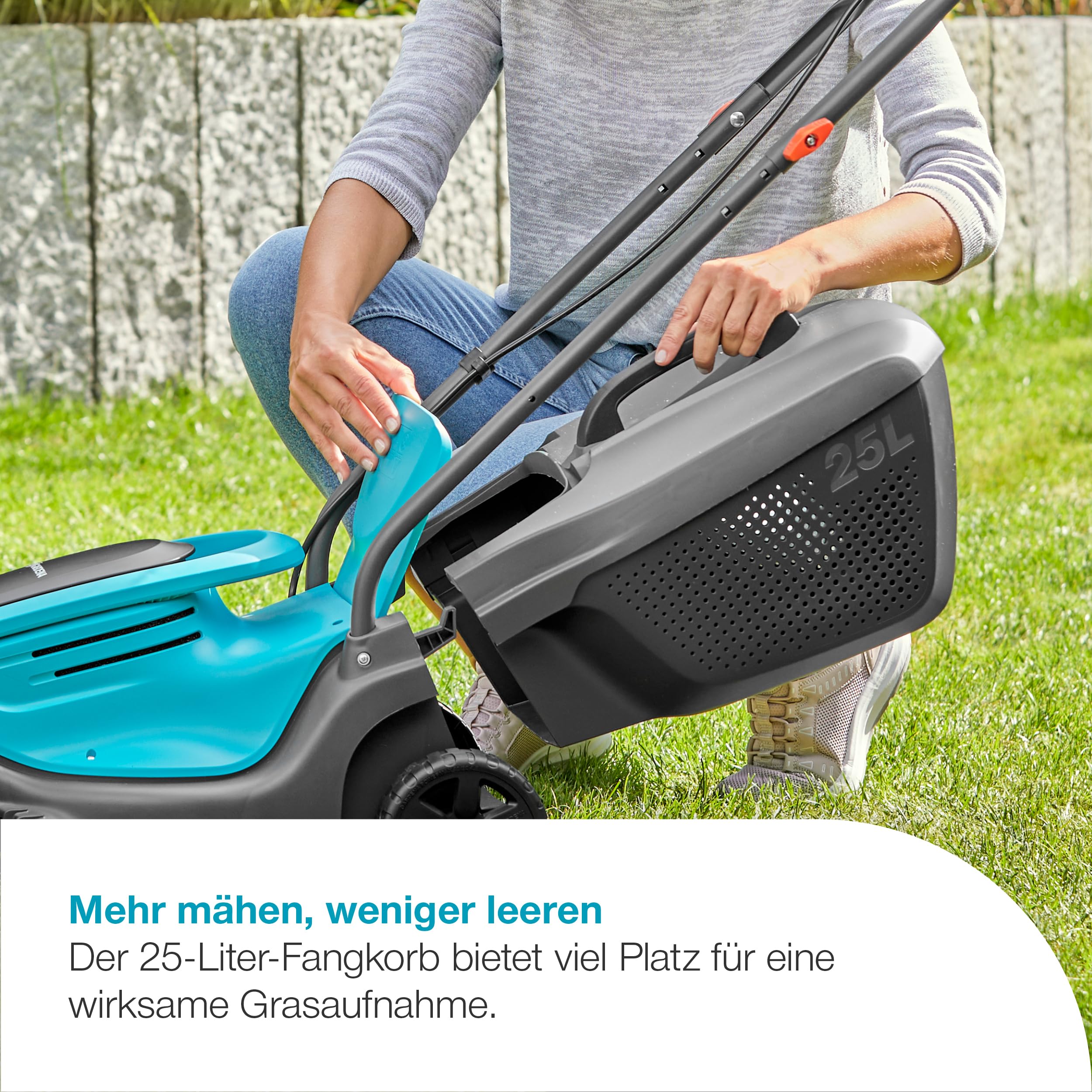 Gardena Akku-Rasenmäher EasyMax 30/18V P4A Ready-to-Use Set: Schneidmesser, Leichtgewicht, Höhenverstellung, Grasauffang, Kabellos (14629-20)