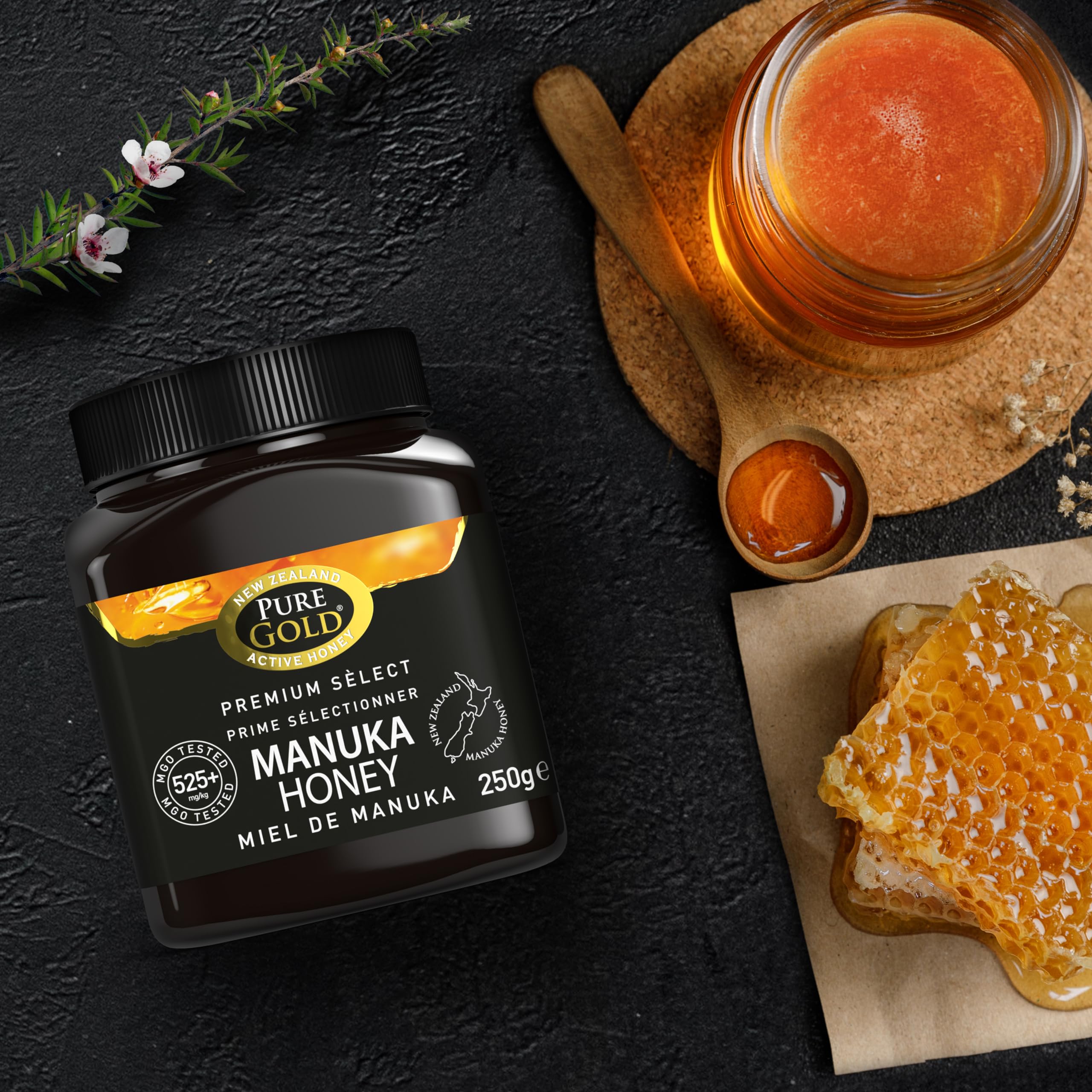 Pure Gold Miel Natural Cruda de Manuka, Ecológica, Producida en Nueva Zelanda