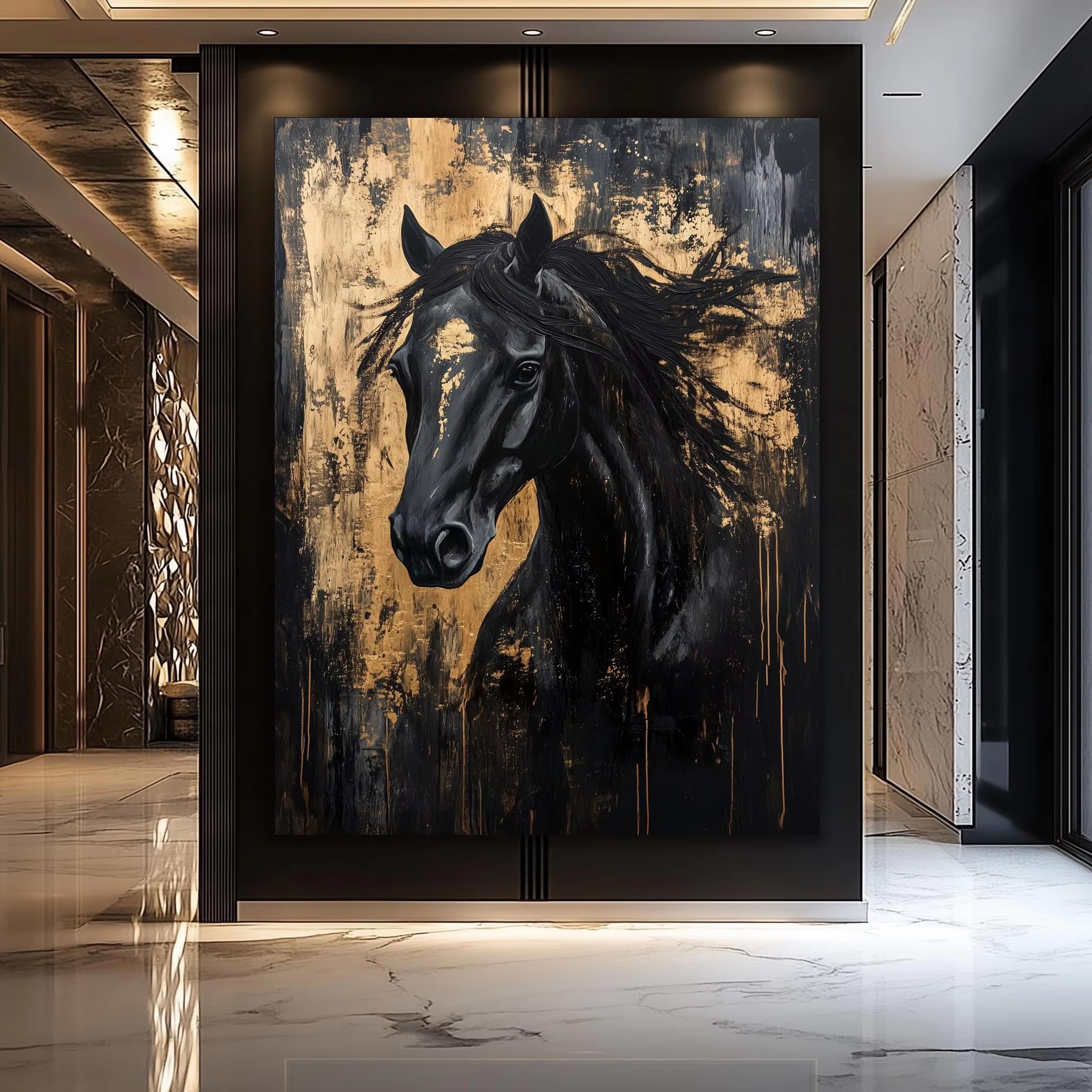 Affiche de luxe Mustang abstrait impression dorée sur toile 80x120cm - 7