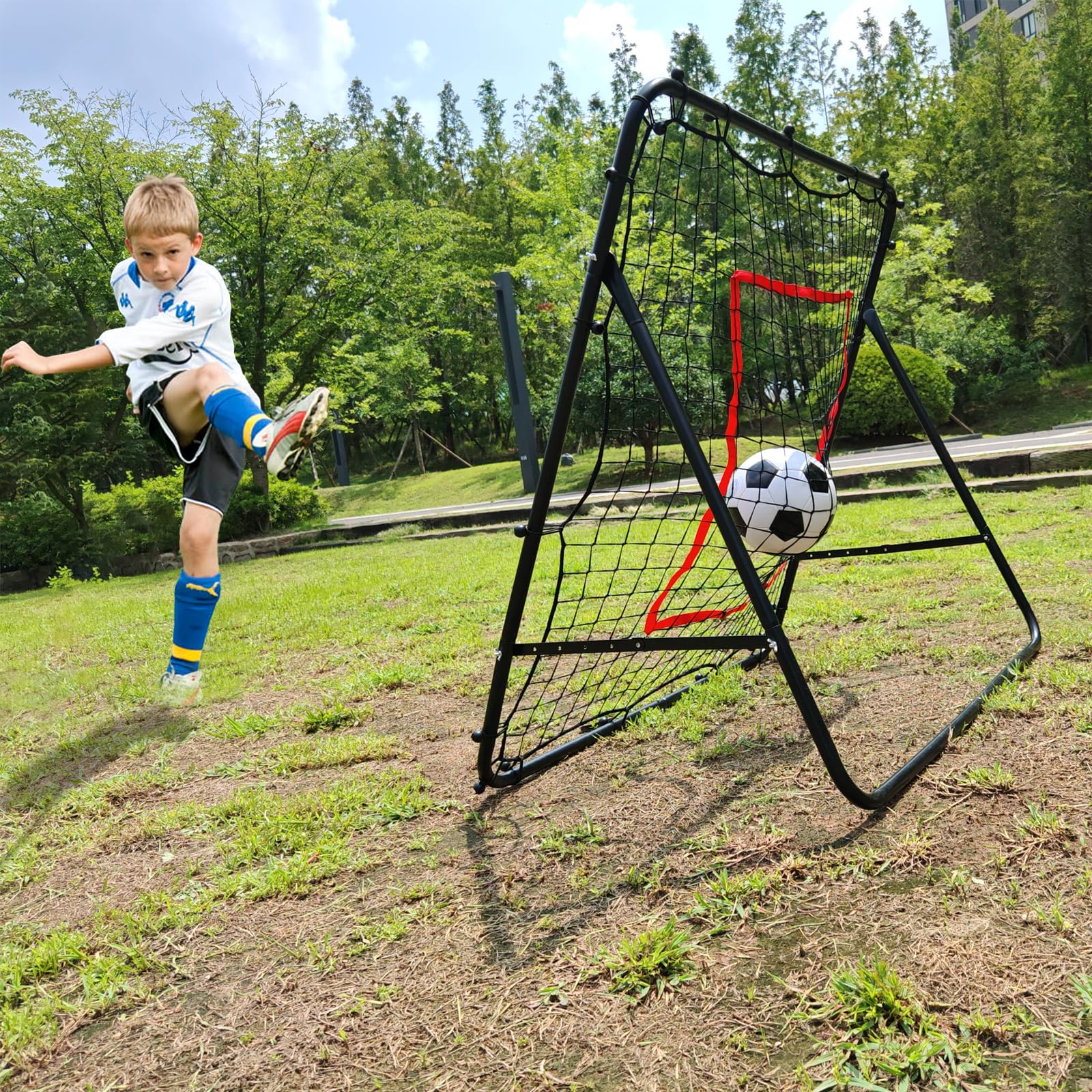 Kapler Red de rebote para portería de fútbol para niños, pared de rebote al aire libre para entrenamiento eficaz