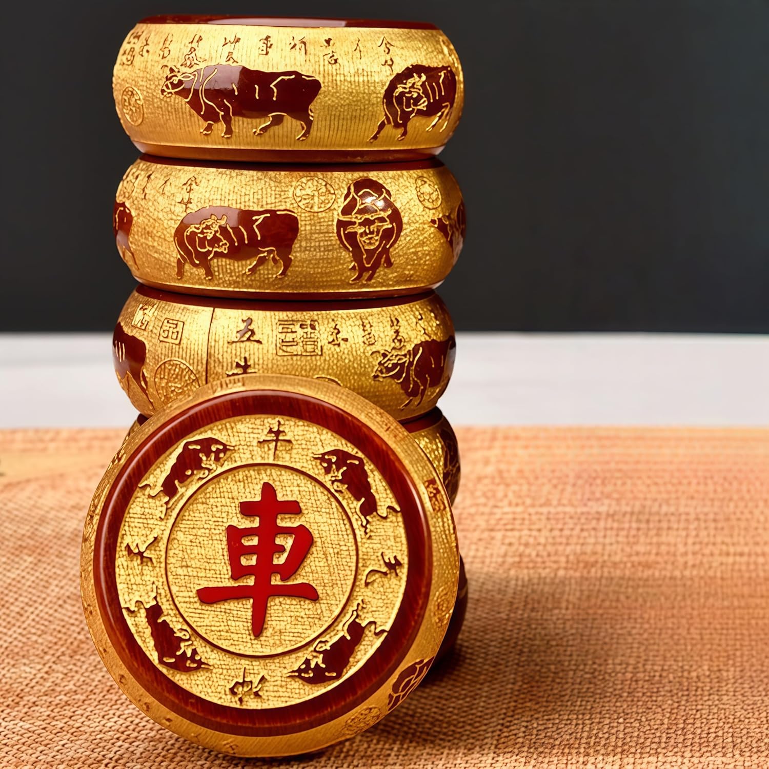 Natural Wood Chinese Chess, Xiangqi Gift Set - Travel Games Sets with Board Games Gift, Xiang Qi Game & Pieces, Chinese Decor & Gifts, Chinese New Year Decor (Small)