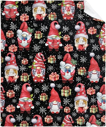 Manta de franela de gnomos de Navidad súper suave, esponjosa, acogedora, con diseño fresco, ligera y cálida, regalo para todas las estaciones, para