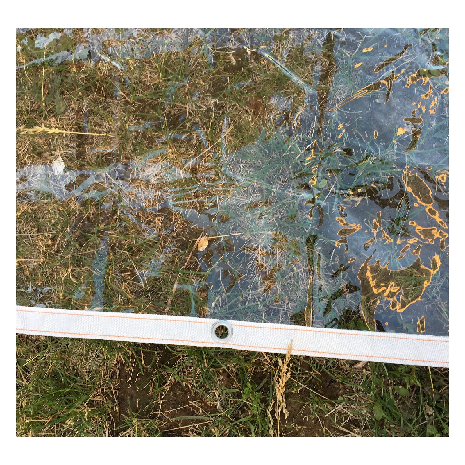 LIJINBO Pokrowce na rośliny, przezroczysta plandeka, wodoodporna, wytrzymała, uniwersalna plandeka, (400 g/m²) plastikowa osłona z oczkami do ogrodu na zewnątrz, pyłoszczelna, 50 rozmiarów (kolor: Przezroczysty, rozmiar: 2 x 6 m)