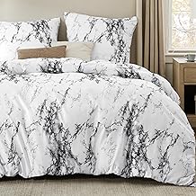 BEDSURE Parure de lit 3 pièces 220 x 240 cm avec housse de couette 220 x 240 cm et 2 taies d'oreiller 80 x 80 cm - Douce et réversible - Marbre blanc - Pour lit double - Avec fermeture éclair