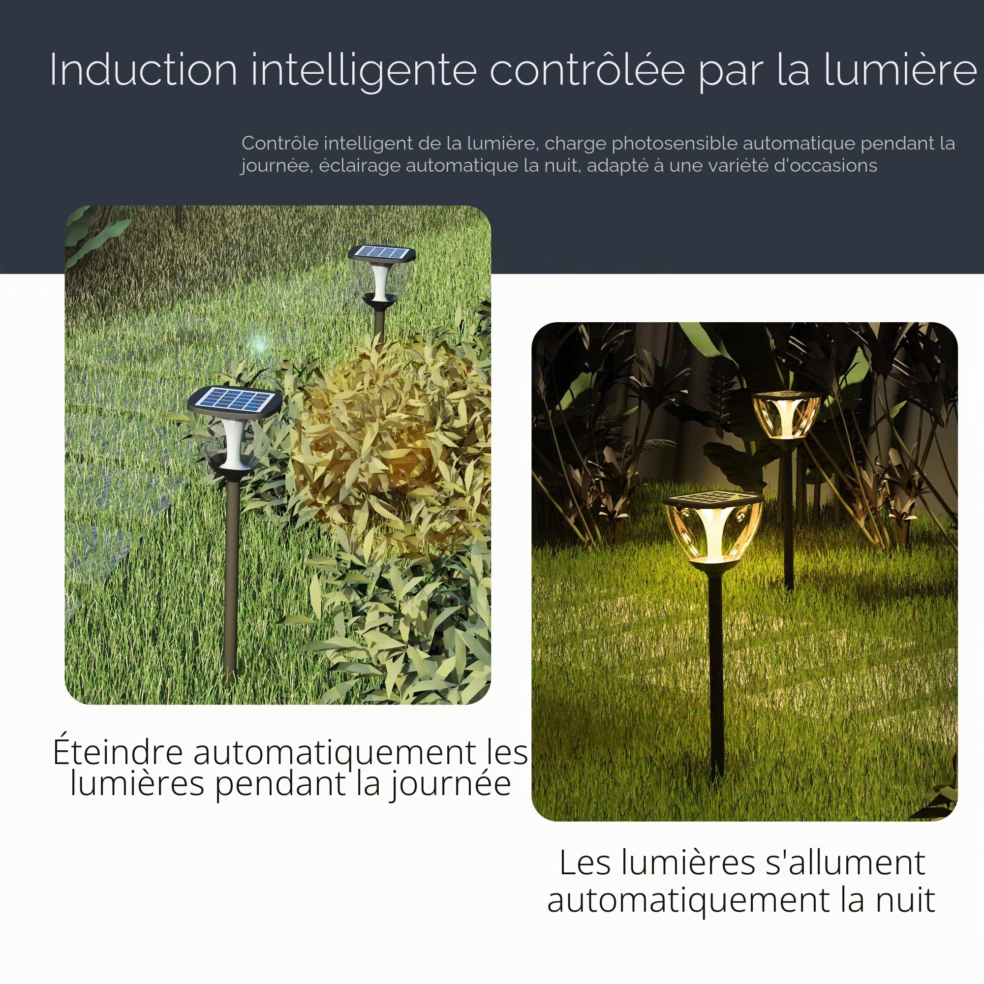 Lampe Solaire Extérieur Jardin, Étanche IP65 Sans Fil avec Batterie 2600mAh, Lumière Solaire Extérieur 3000-6000K Réglable en Aluminium, Éclairage pour Chemins, Borne Solaire