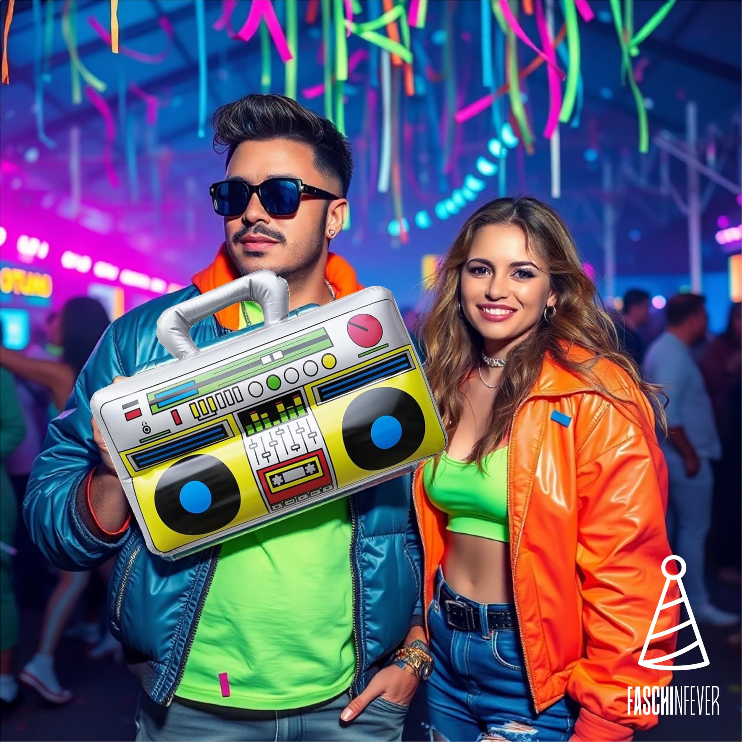 FASCHINFEVER Walkman Inflatable Ghetto Blaster in Retro 80s / 90s Design - Fancy Dress & Carnival Accessory, mix, 1X - Image 3