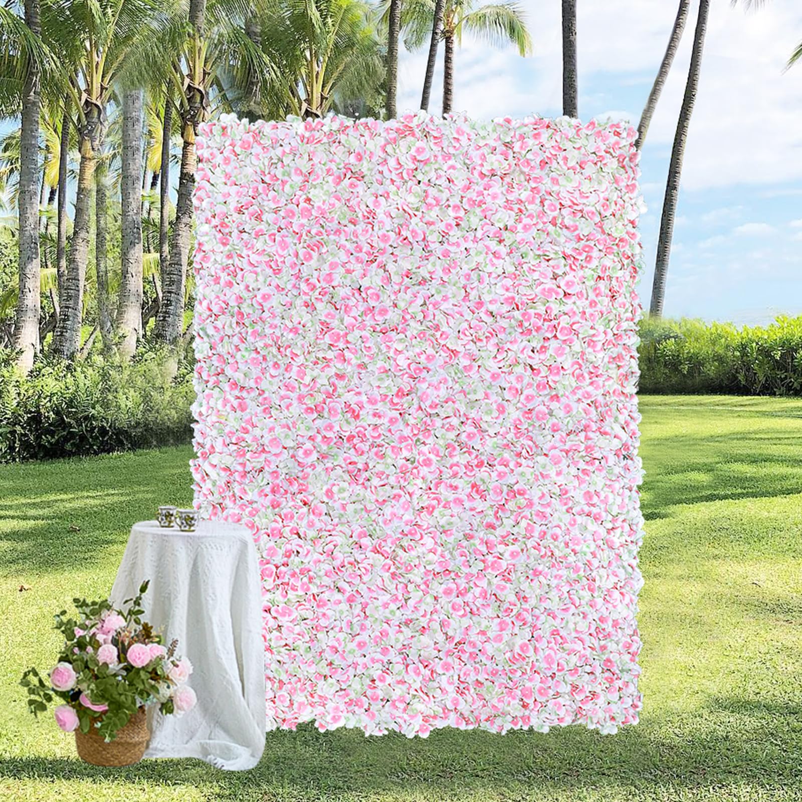 Pink Flower Wall Backdrop Decor - Floral Wall Panel 3.5ft x 4.6ft