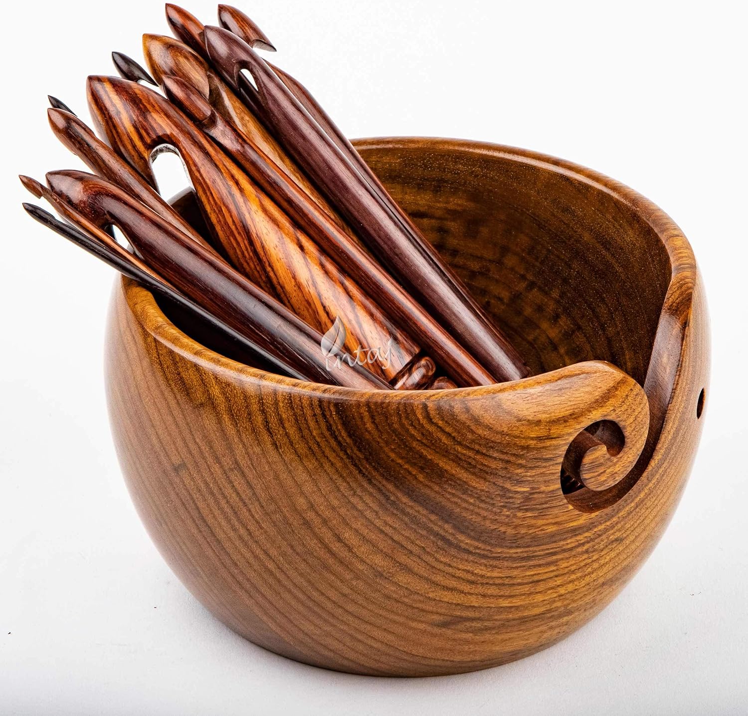 INTAJ Handmade Wooden Crochet Hook - Set of 12 Rosewood Needle Crochet Hooks Set - Yarn Craft Knitting Needle for Chrocheting Lace Doilies Flower Projects (Rosewood, Set of 12 (1mm-25mm))