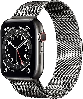 New Apple Watch Series 6 (GPS + Cellular, 44mm) - Graphite Stainless Steel Case with Graphite Milanese Loop