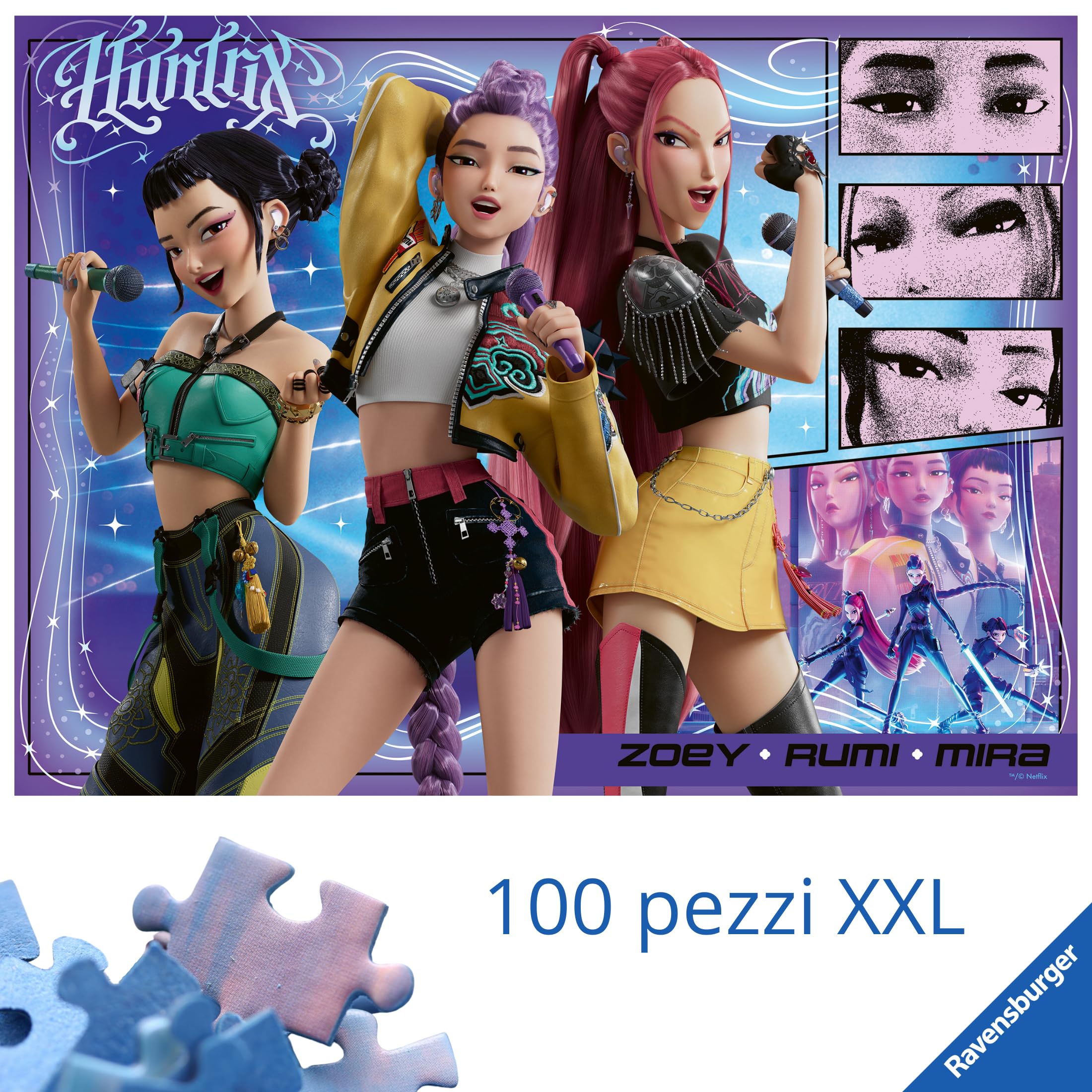 Ravensburger Puzzle K-Pop Demon Hunters 100 Pezzi XXL Bambini 6 Anni
