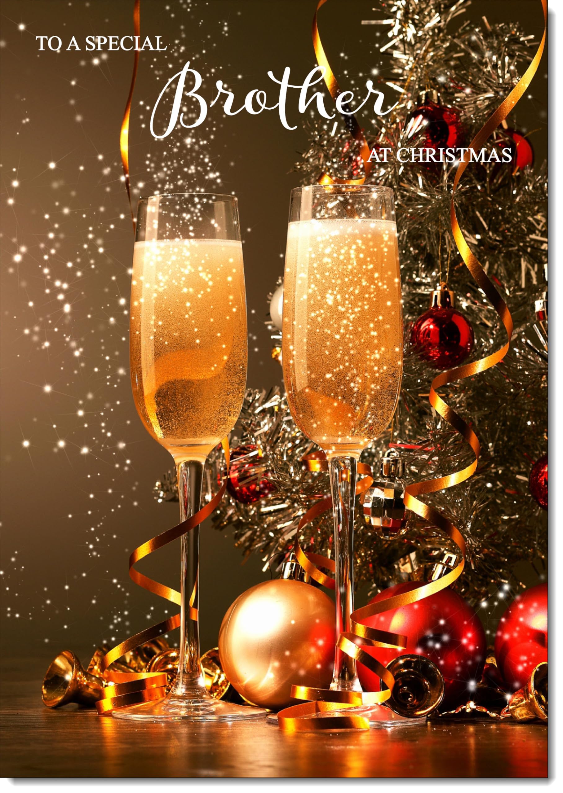 doodlecards Brother Christmas Card Champagne Large A4 Size Christmas Card for Brother with Plain Envelope