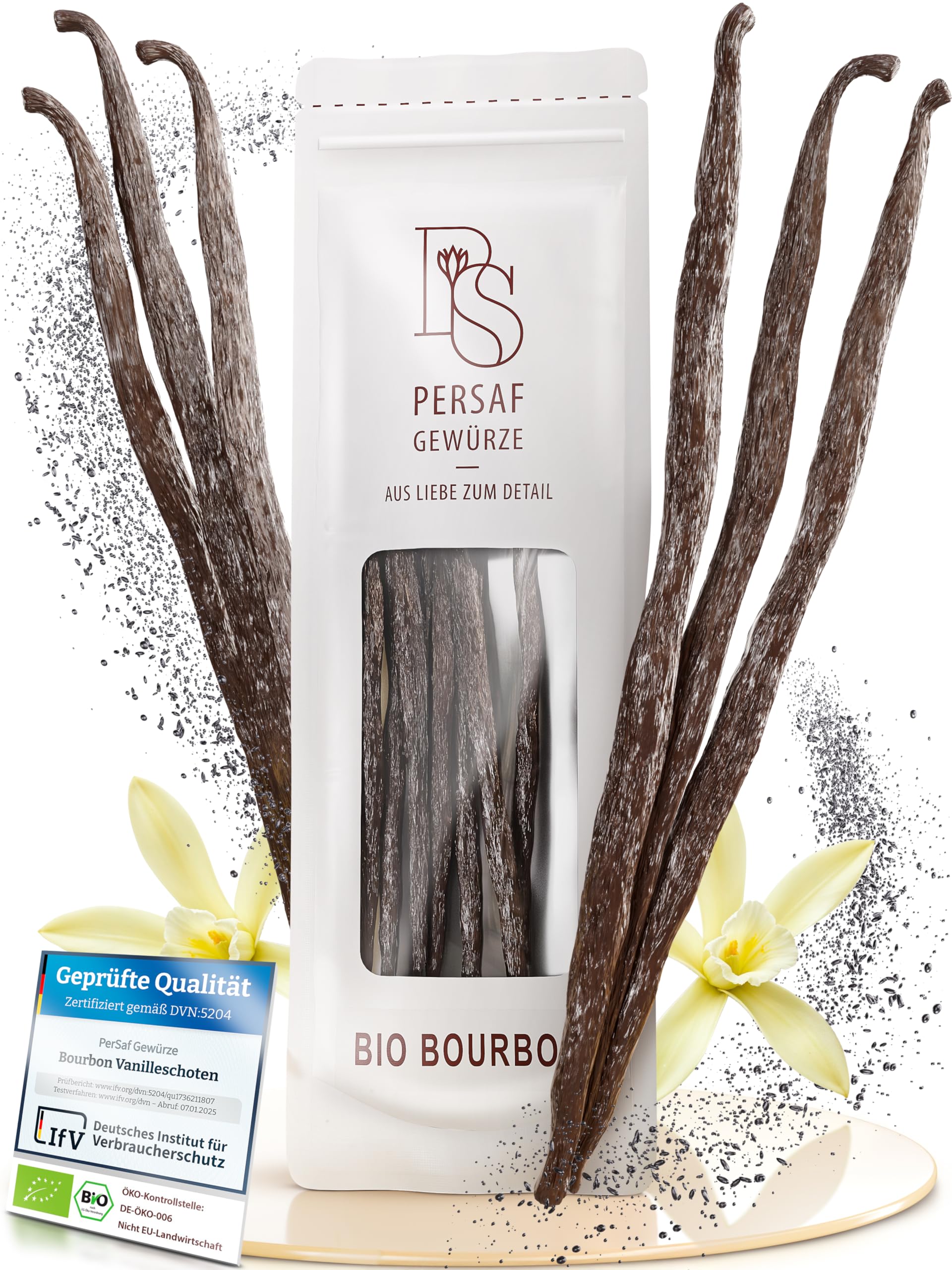 15 BIO Bourbon Vanilleschoten von PerSaf I in Premium-Qualität I Länge 15-18 cm I Frisch aus Madagaskar I Die Vanille der Gourmetköche I Ausschließlich natürlich veredelt (DE-ÖKO-006)