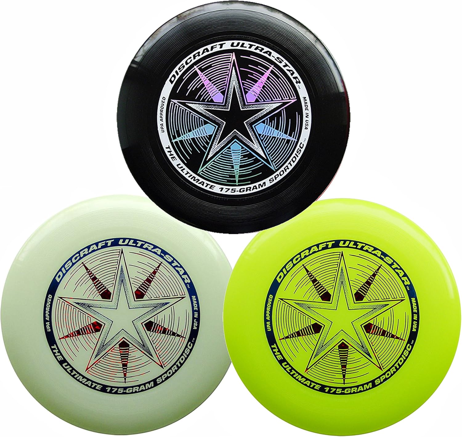 Discraft 175g Ultimate Disc Bundle (3 Discs) Black, Yellow & Glow