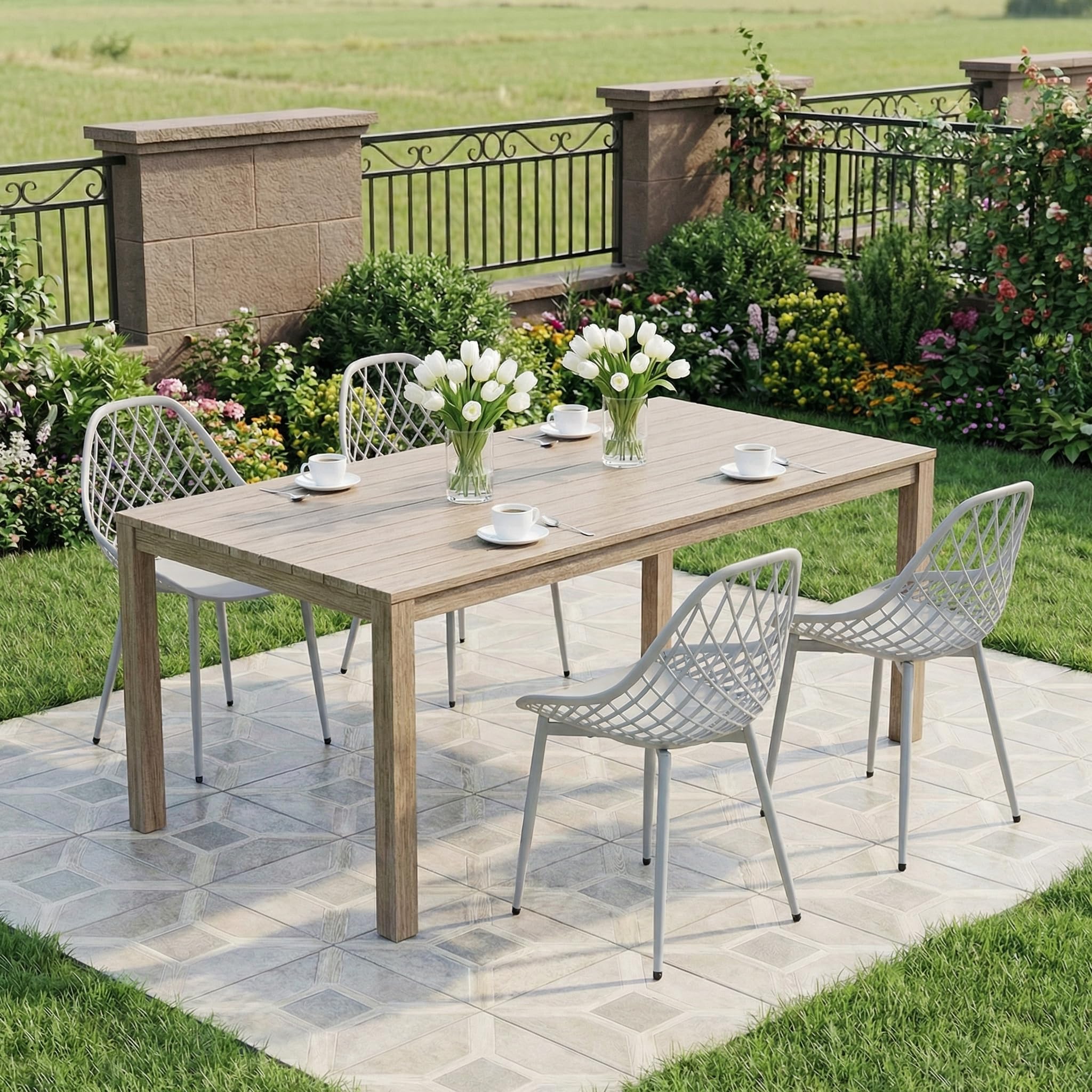buybyroom Sillas Terraza Exterior, Juego de 12 Sillas Jardin Exterior con Patas de Metal y Respaldo de Plástico Ergonómico, para Jardín,Terraza,Balcon,Reuniones, Salon, Comedor,Recepción, Gris