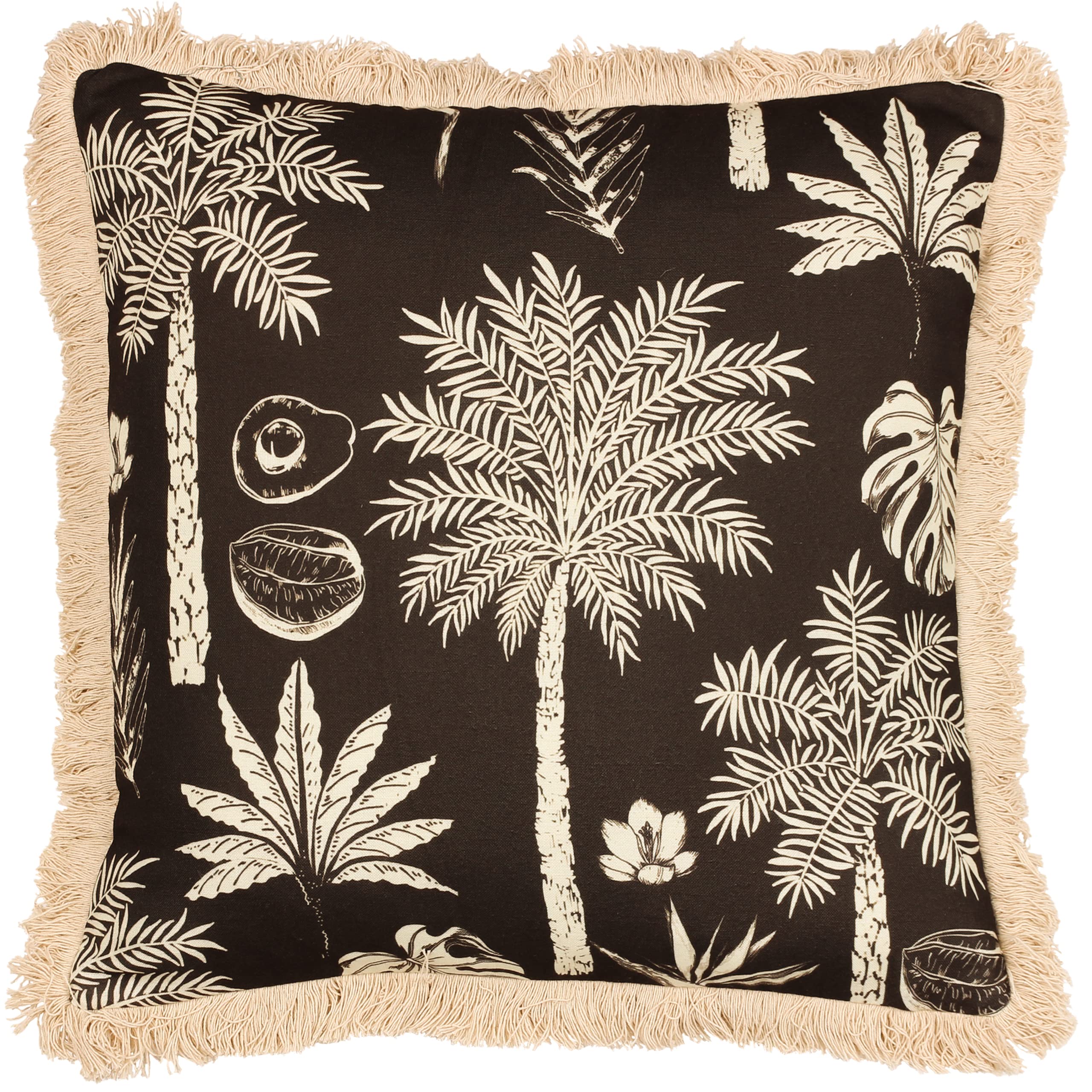 Paoletti Colonial Palm Polyester Filled Cushion, Espresso, Square