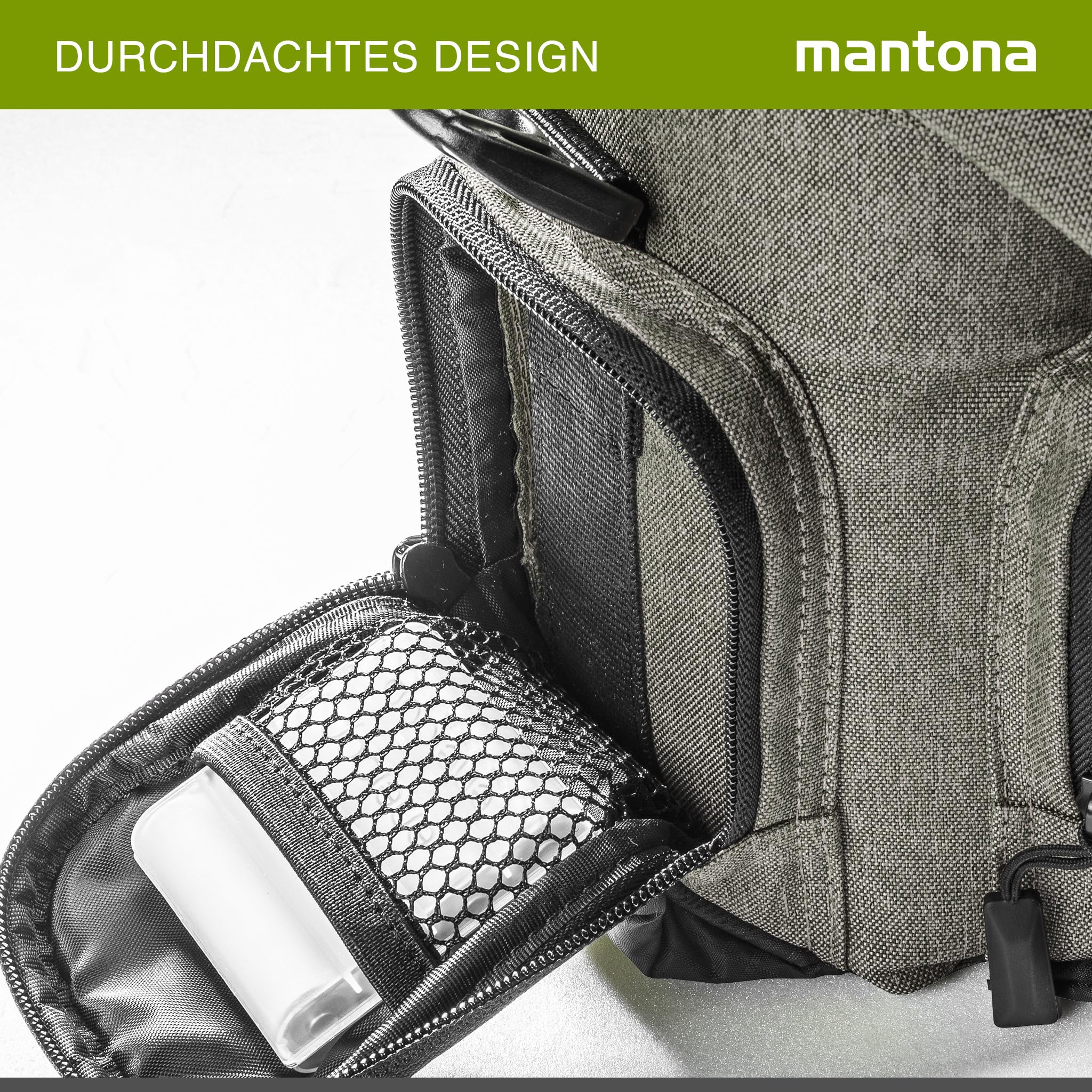 Mantona Premium Sac à Dos pour Appareil Photo, rembourré, pour Appareil Photo DSLR et Accessoires, Appareil Photo Hybride, Appareil Photo DSLM, Objectif supplémentaire, avec Poches supplémentaires