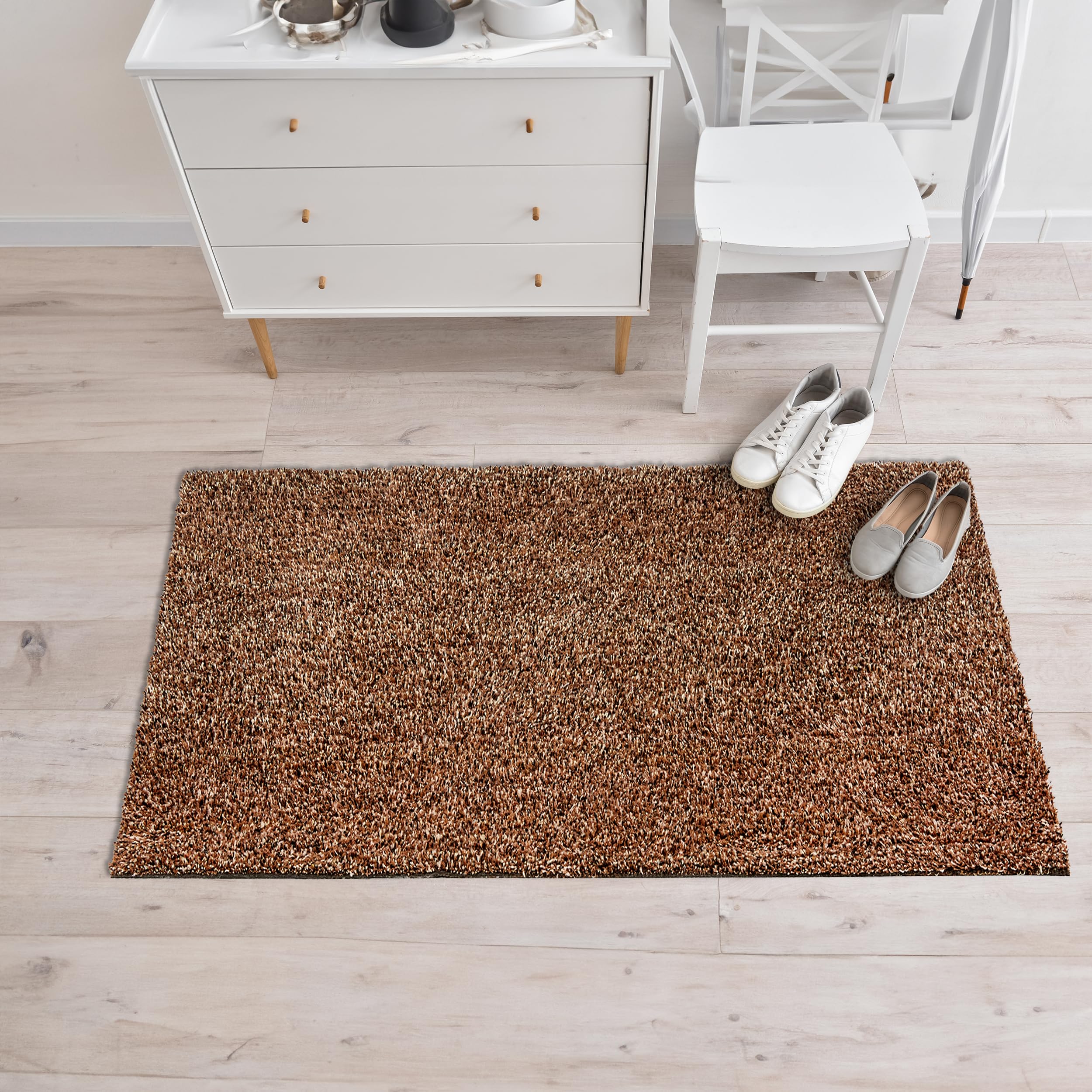 Deurmat wasbaar set van 2 60x75 cm - stofmat - deurmat katoen - Entra absorberend - antislip mat beige