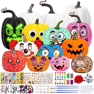 159pcs Fall Pumpkin Painting Kits ,White Pumpkin for Fall Halloween Decor