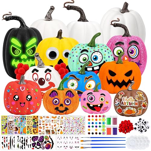 159pcs Fall Pumpkin Painting Kits ,White Pumpkin for Fall Halloween