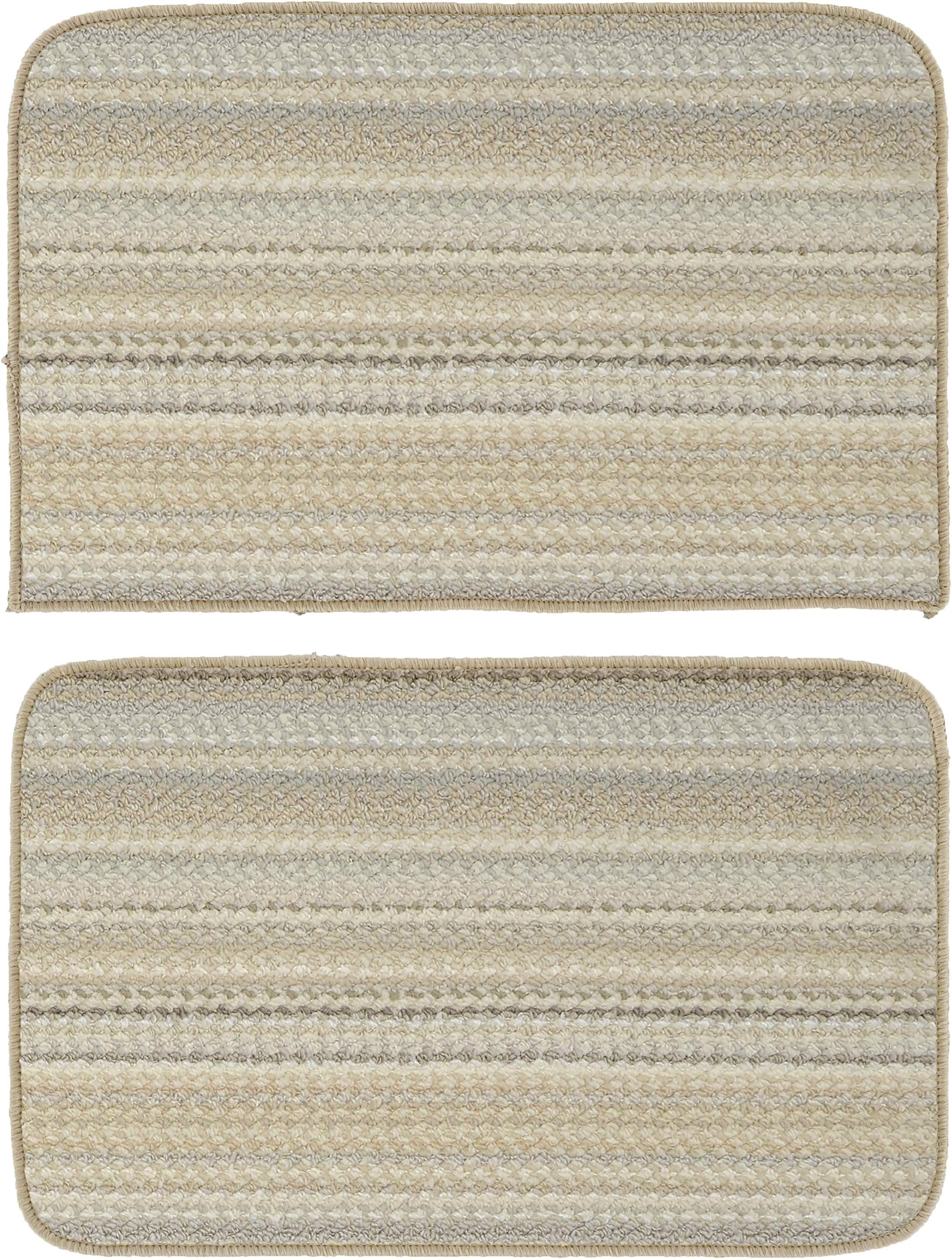 Garland Rug Carnival Stripe Non-Slip Recycled 2-Piece Rug Set Random Earthtone Stripes Area Rug – Modern, Stain-Resistant, Ideal for Living Rooms & High-Traffic Areas