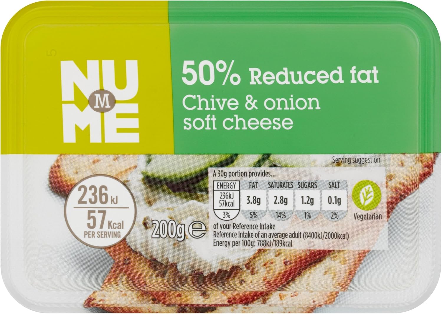 Morrisons NuMe 50 Reduced Fat Chive and Onion Soft Cheese, 200g