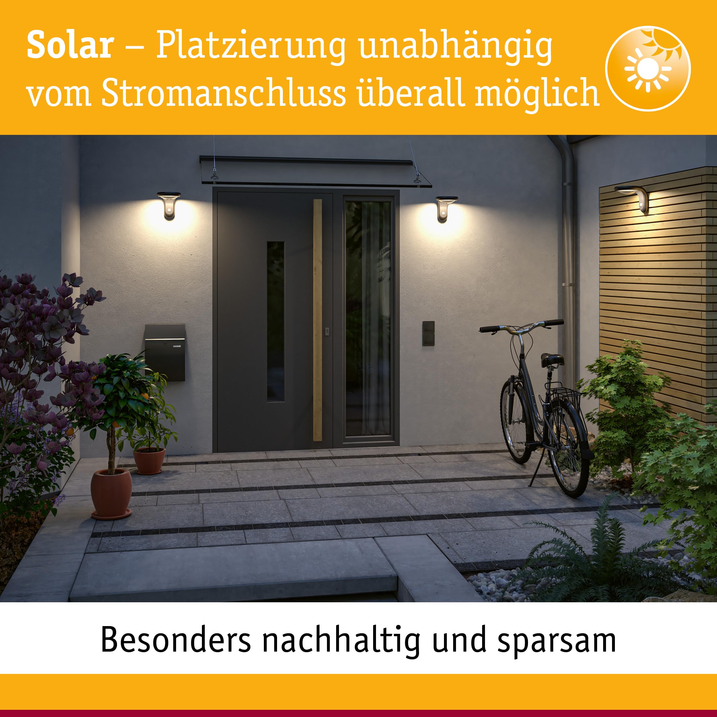 Paulmann 5298 Set Solar LED Hausnummernleuchte inkl. wechselbarer Akku Nummer 18 3000K 2x6lm 2x0,2W Schwarz