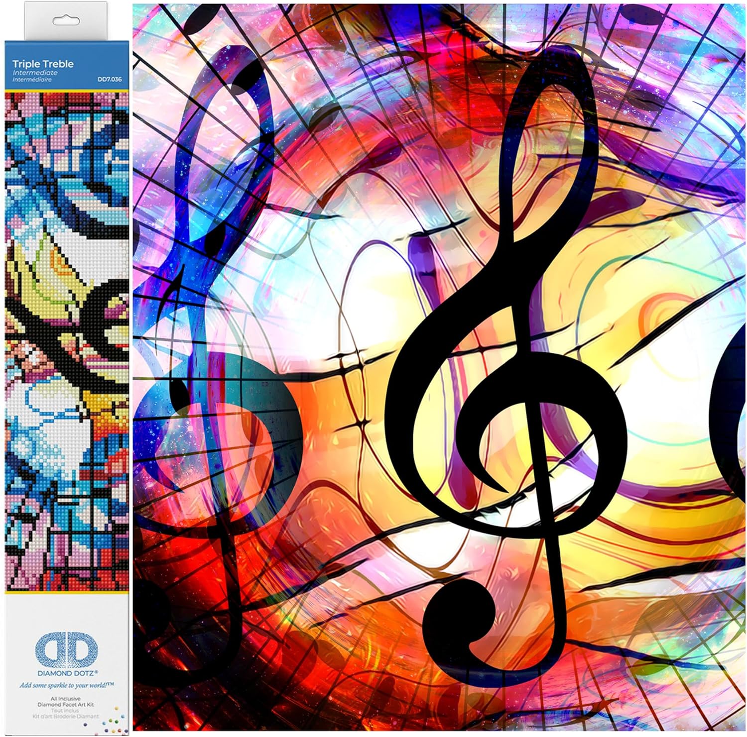 DIAMOND DOTZ Triple Treble Music Diamond Painting Kits for Adults - Diamond Art Kits a Relaxing Creative Craft Kit with Dotz Gems 10.6"x15.7"