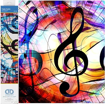 DIAMOND DOTZ Triple Treble Music Diamond Painting Kit for Adults with Gems | Full Coverage Design, Sparkling Faceted Finish, Complete Starter Set, Vibrant Wall Decor, Ready to Frame, Great Handmade Gift