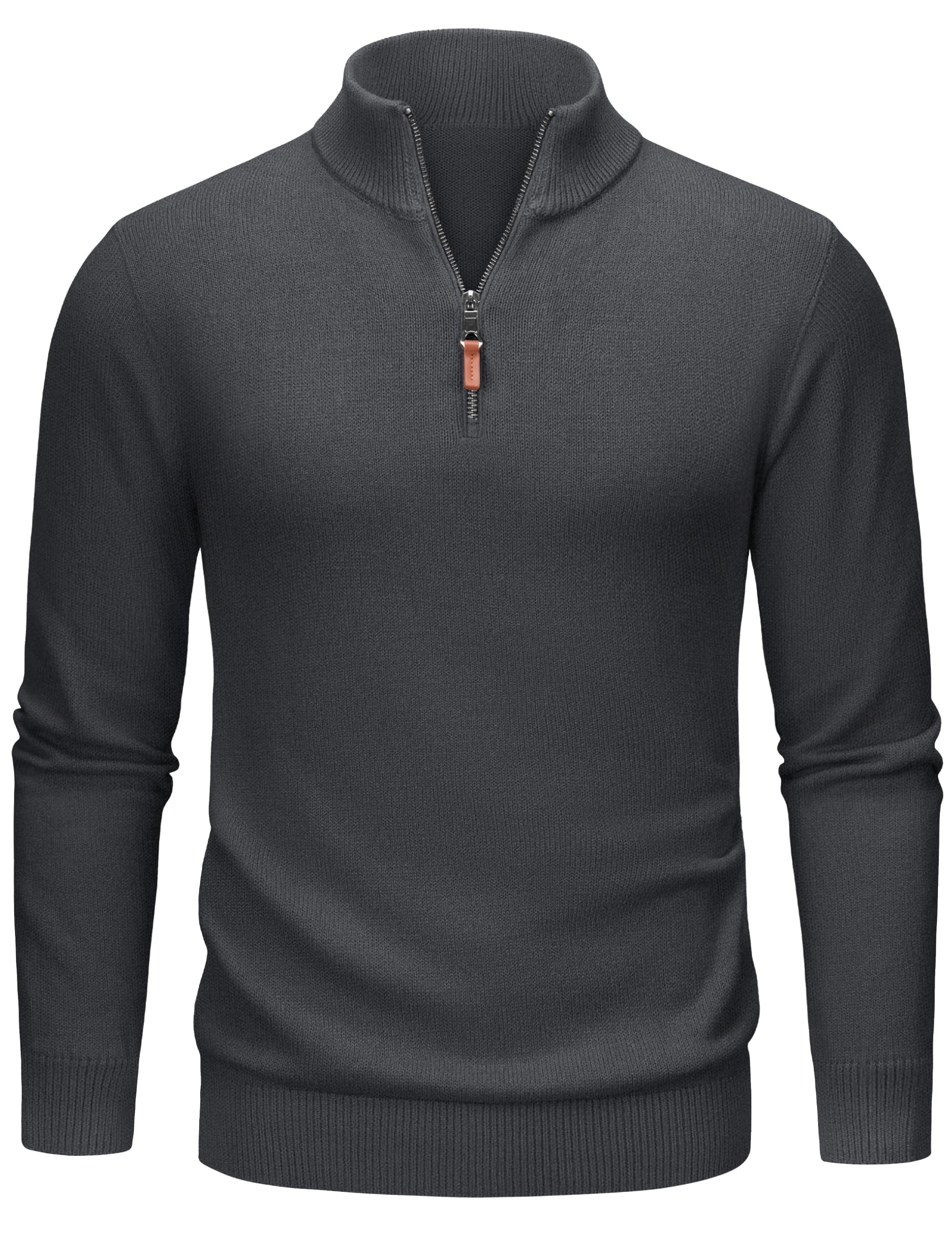 TACVASEN Pullover Herren Half Zip Troyer Baumwolle Warm Strickpullover | Rollkragenpullover, mit Kragen, Winter, Arbeits, Sweatshirt