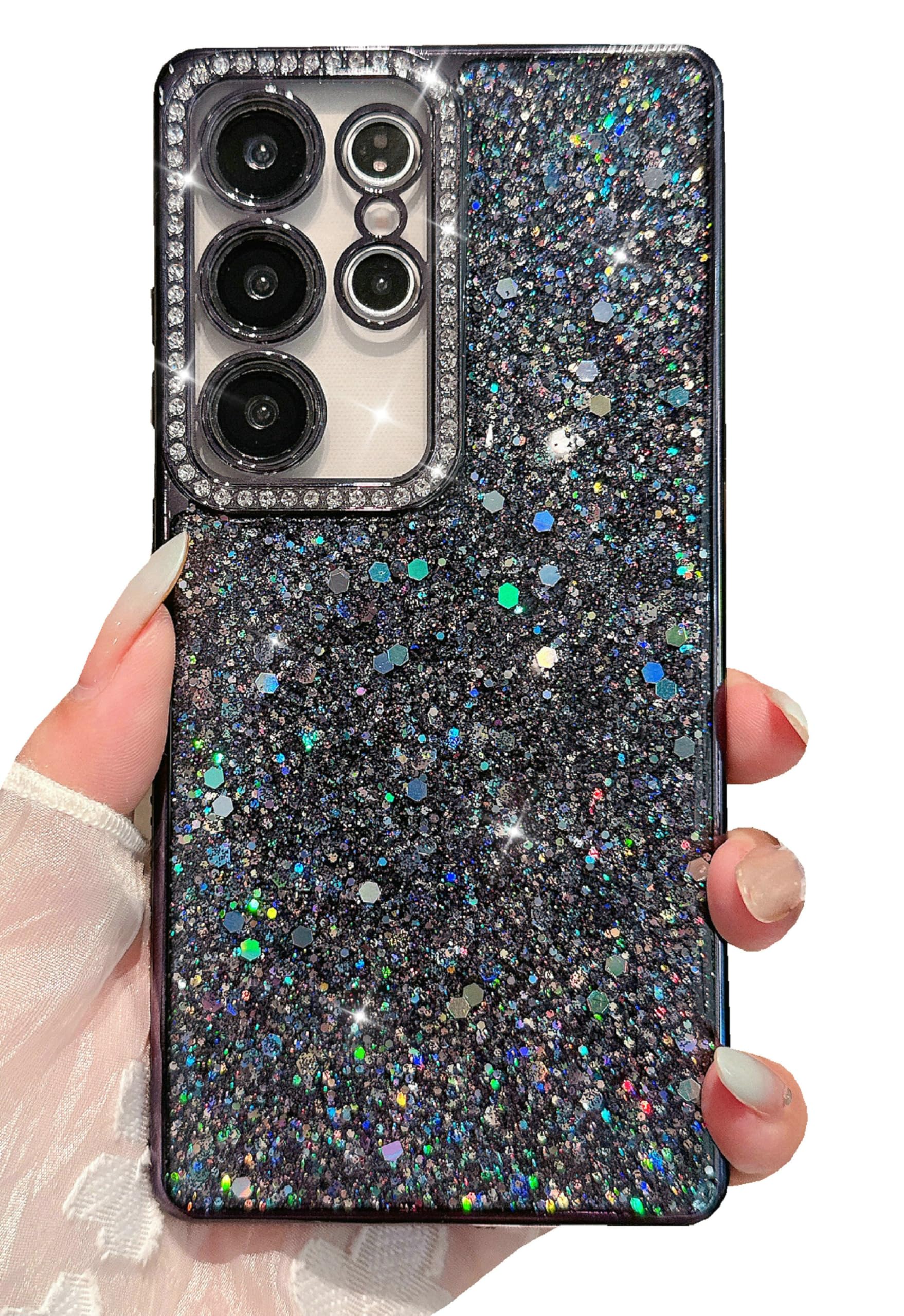 ZQHQDVL for Galaxy S25 Ultra Case,Shiny Glitter Crystal Bling Cover with Diamond Rhinestones for Women Girls Sparkly Sequin Glossy Case, Soft Slim