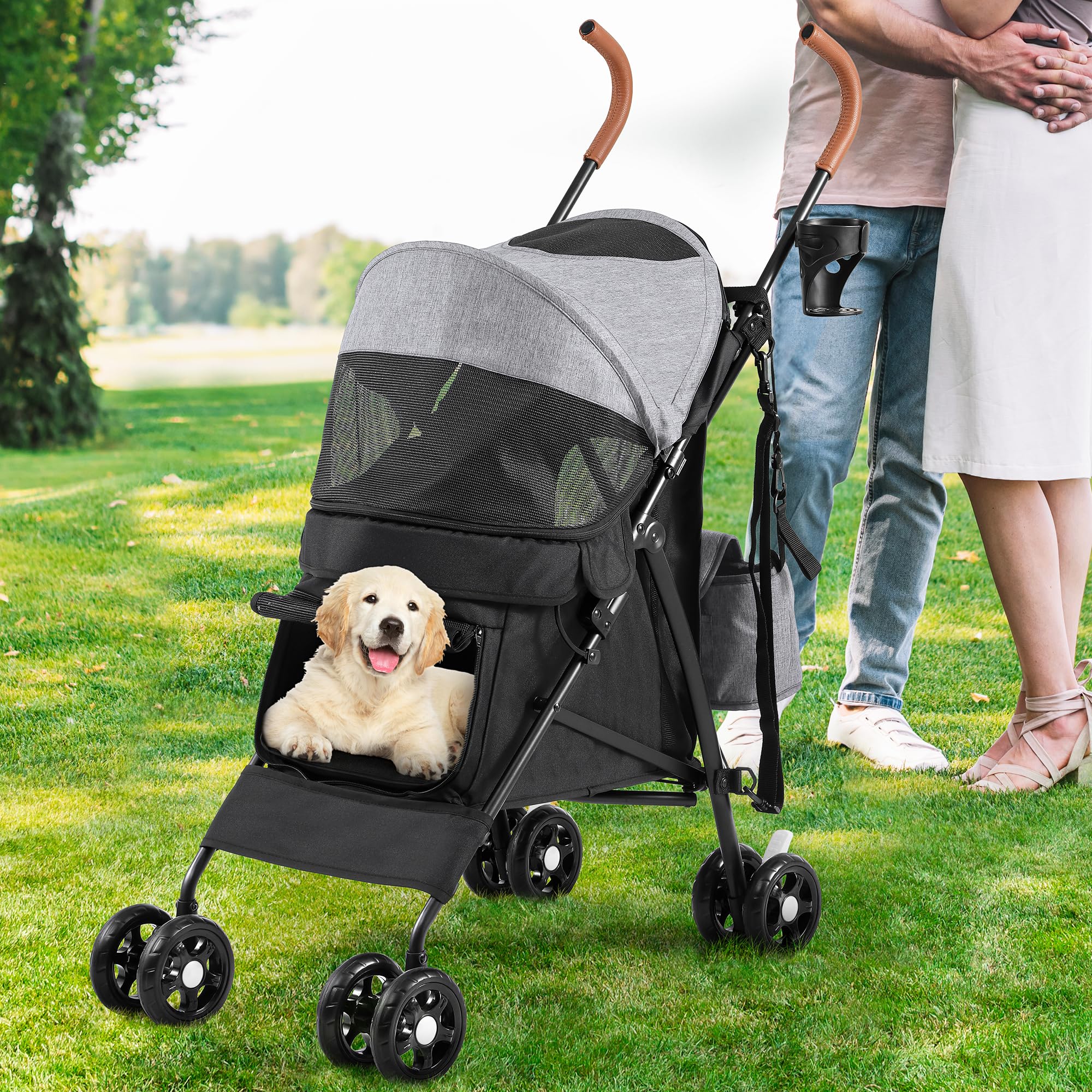 YITAHOME Wandelwagen voor kleine tot middelgrote honden, 4-wielige YITAHOME Wandelwagen voor kleine tot middelgrote honden, 4-wielige
