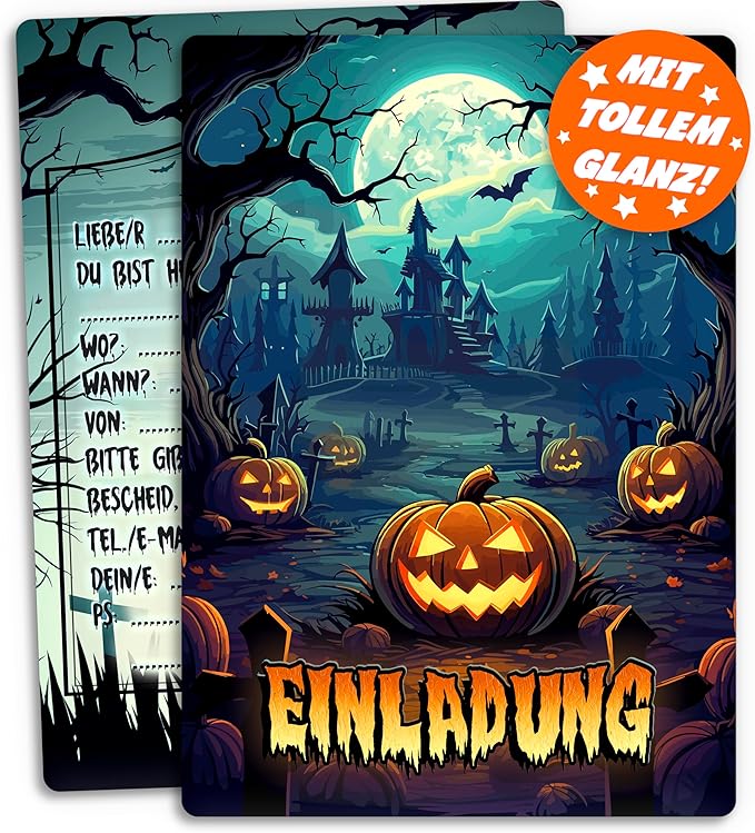 12x Halloween Einladungskarten für eine schaurig schöne Halloween-Party ... 12x Halloween Einladungskarten für eine schaurig schöne Halloween-Party ...