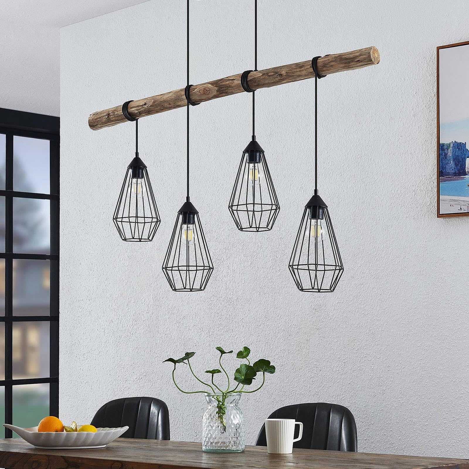 Lindby Lampada a sospensione dimmerabile (Country) colore Ocra, in Metallo ad es. Soggiorno & Sala da pranzo lampada soffitto plafoniera illuminazione