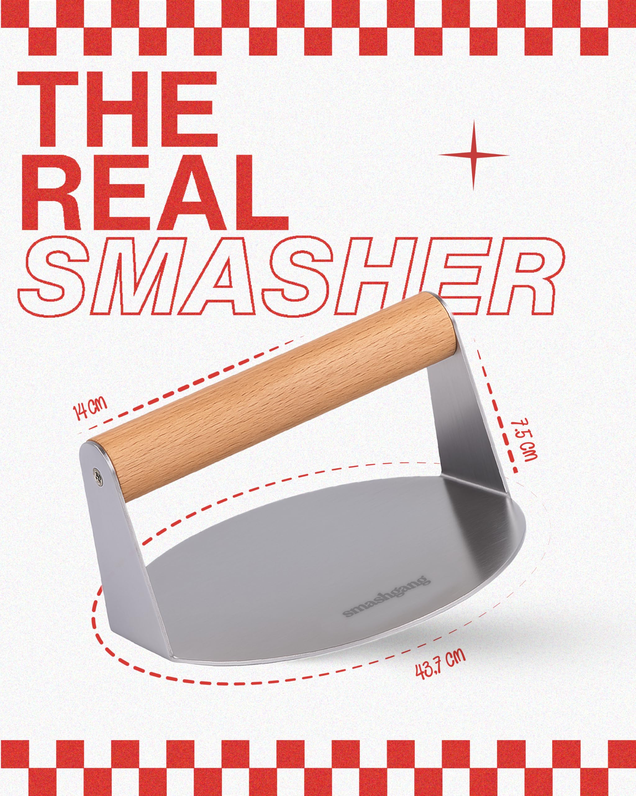 SMASHGANG® Smash Burger Kit – Prensa Hamburguesas, Espátula y Campana de Acero Inoxidable 304 | Utensilios para Cocina y BBQ