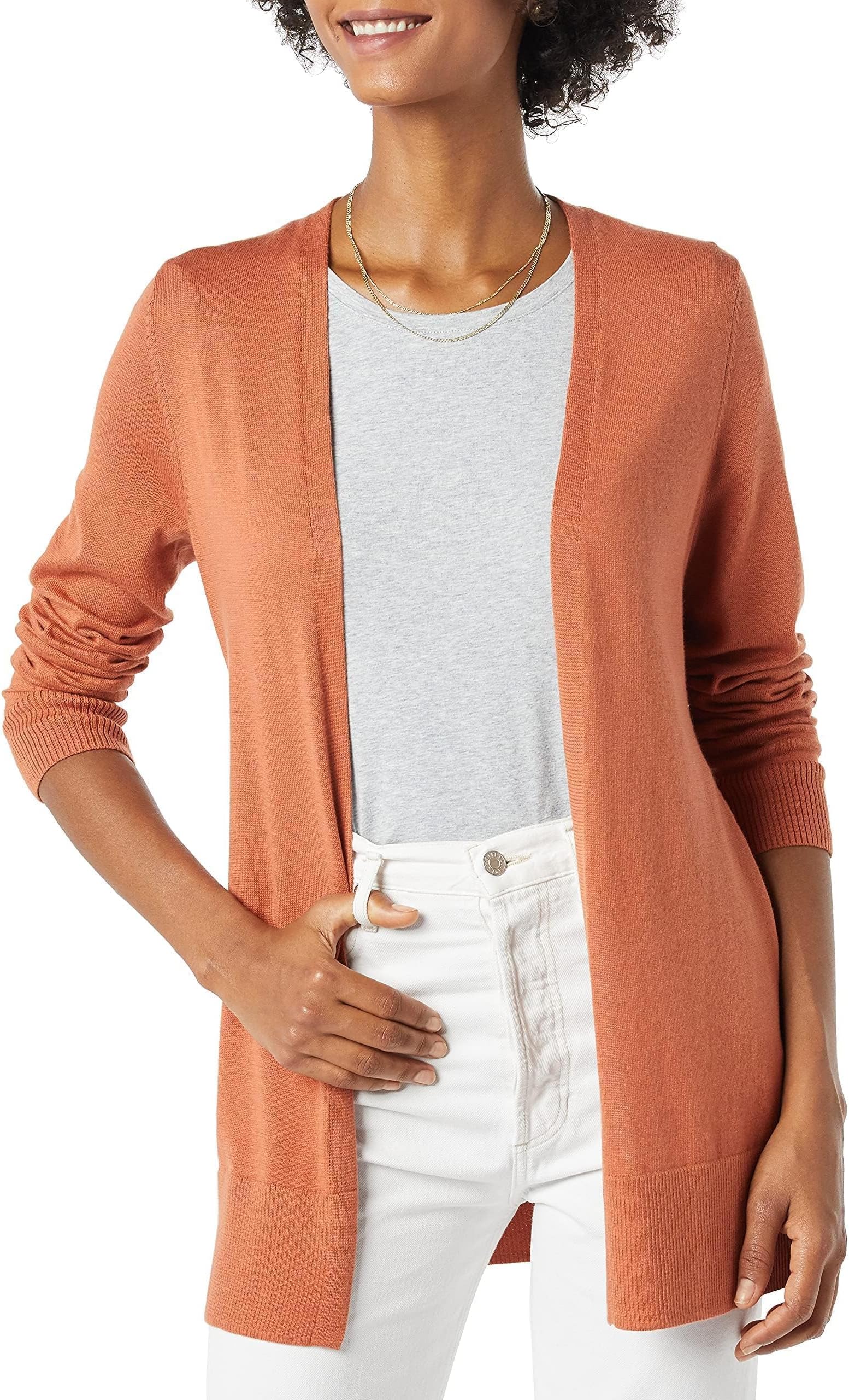 Women's Lightweight Long Sleeve Open-Front Cardigan Sweater (Available in Plus Size)