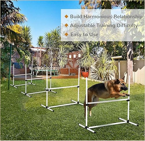 Miniatura 7 de PawHut 4 piezas ajustable perro saltar barra agilidad entrenamiento equipo con estuche de transporte