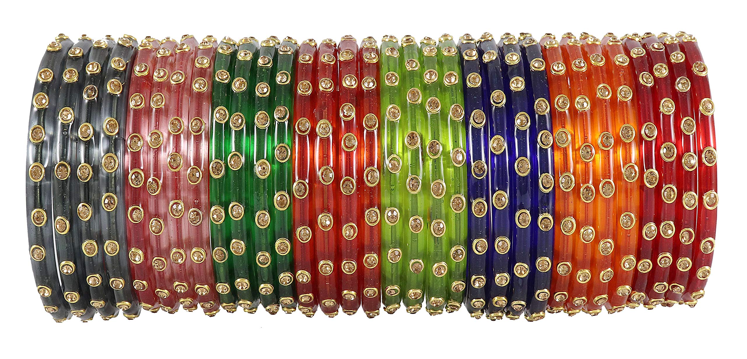 NMII Glass with Zircon Gemstone Studded worked Glossy Finished Kada Set For Women and Girls, (MultiColour_2.8 Inches), Pack Of 32 Kada Set (B08ZN4XD3V) Amazon Price History, Amazon Price Tracker