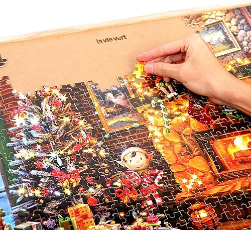 Miniatura 6 de Lavievert Rompecabezas de madera de 1000 piezas de Navidad para adultos y niños, chimenea, árbol de Navidad, medias