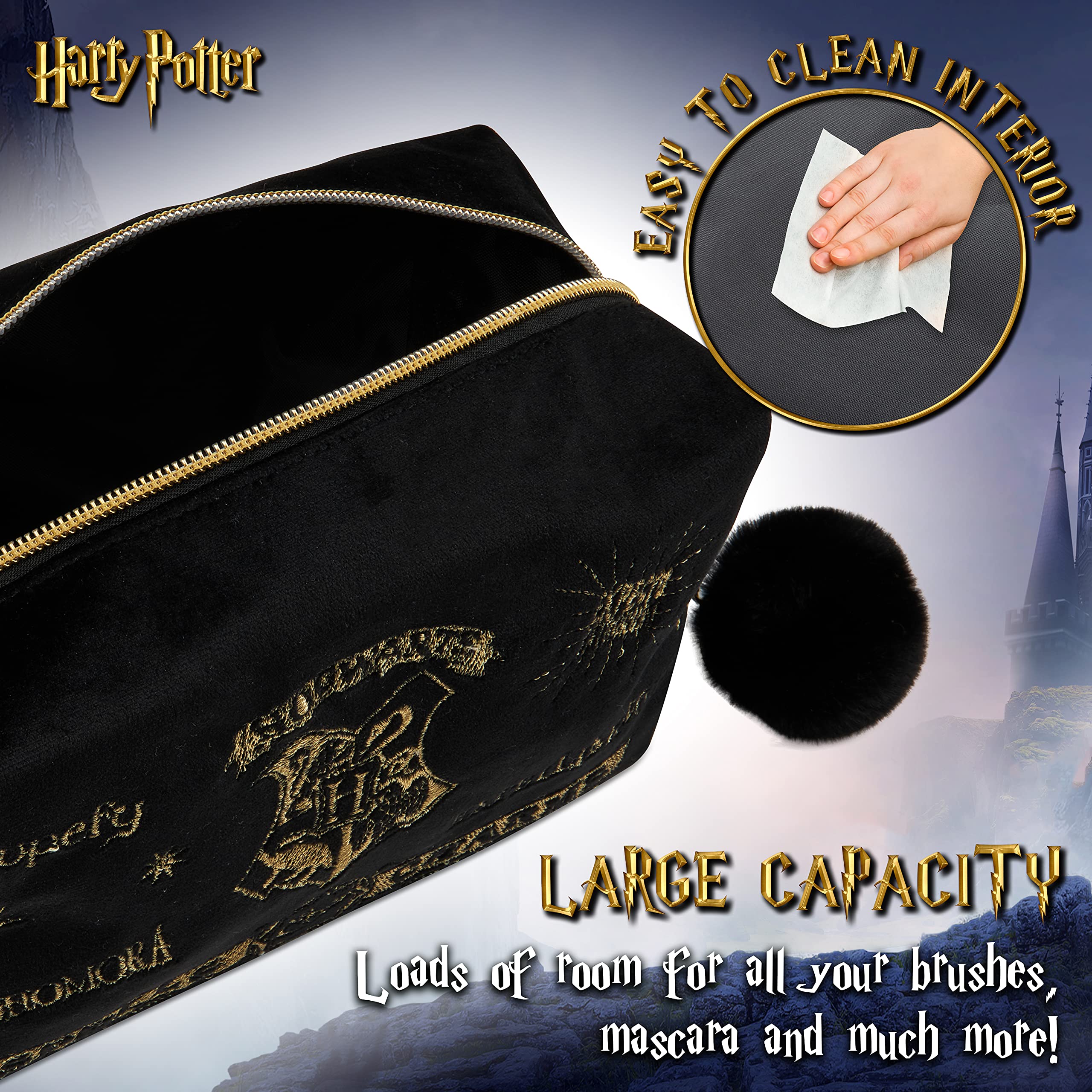 Harry Potter Pochette Donna, Beauty Case Donna Ragazza in Velluto, Harry Potter Gadget Originale