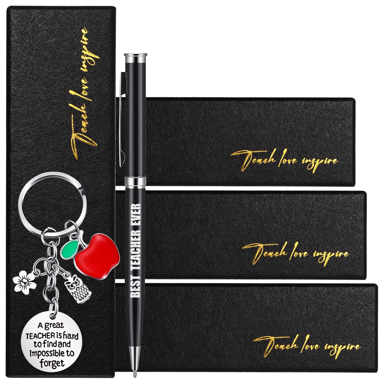 Geyoga Christmas Teacher Appreciation Gifts Inspirational Ballpoint Pens with Boxes Motivational Quote Keychains Bulk Thank You Gifts for Best