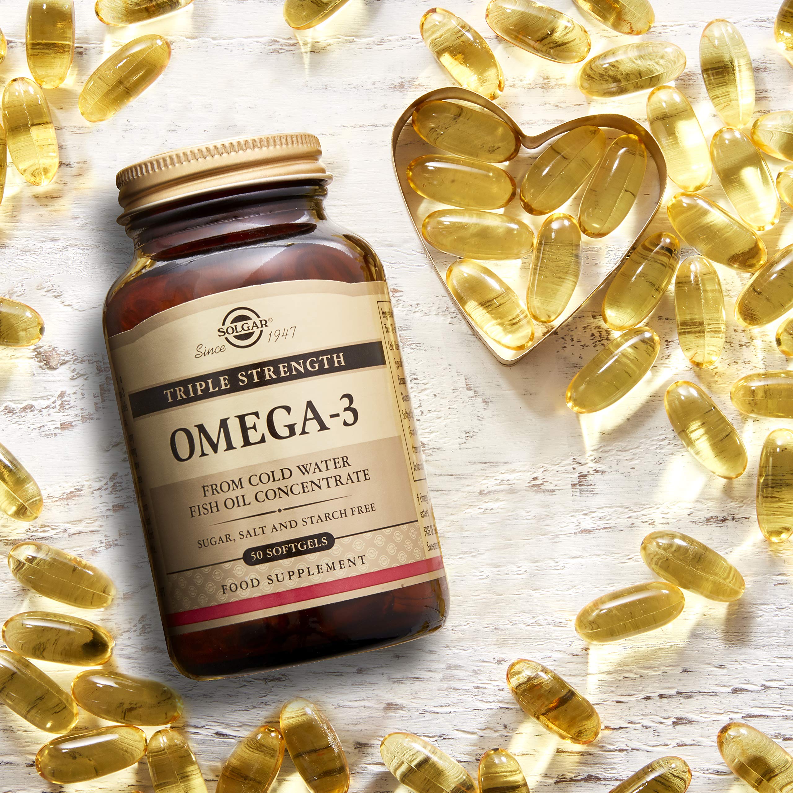 Solgar Omega3 de triple potencia 950 mg, 50 cápsulas blandas Apoya