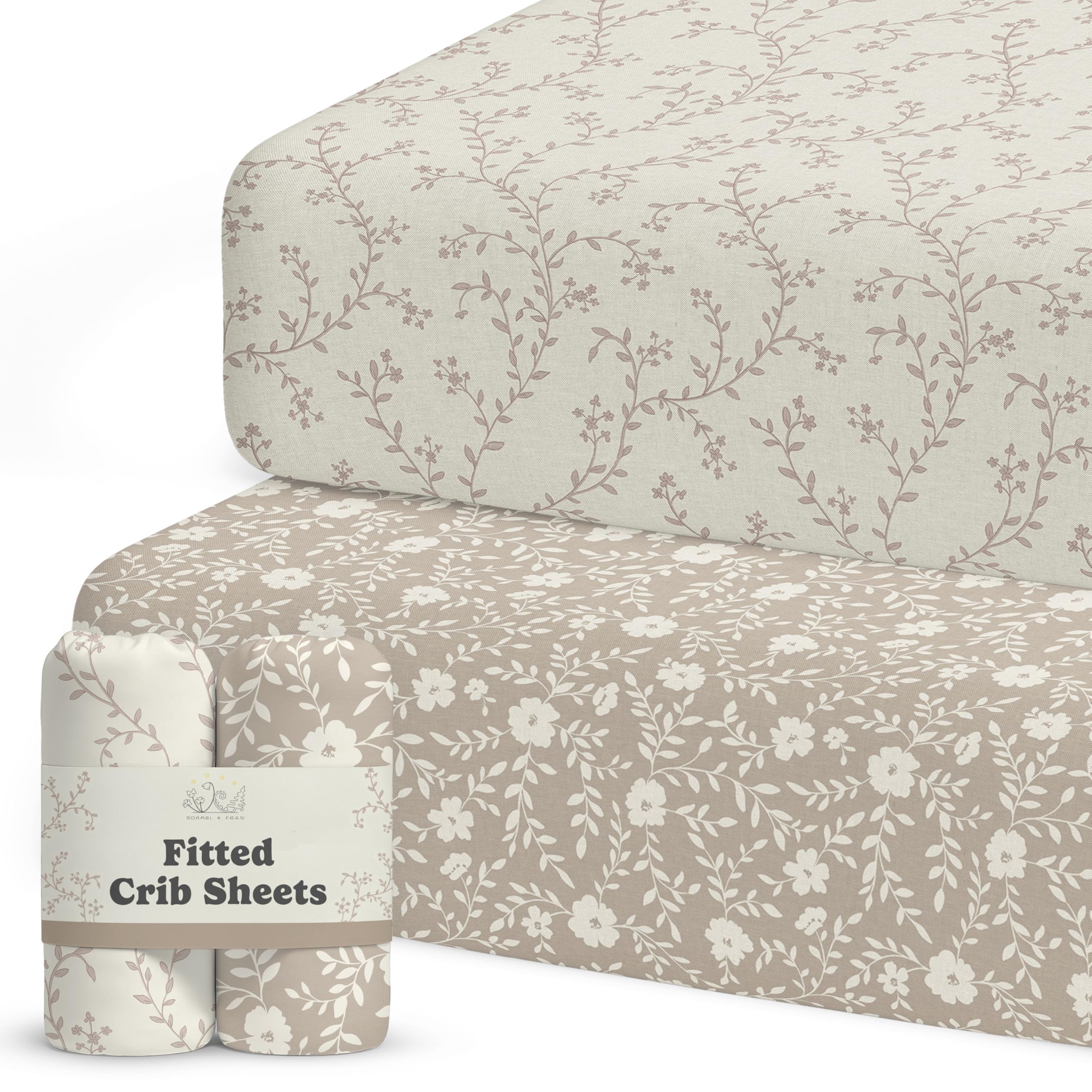 Pearl Rose Grey Crib Sheets