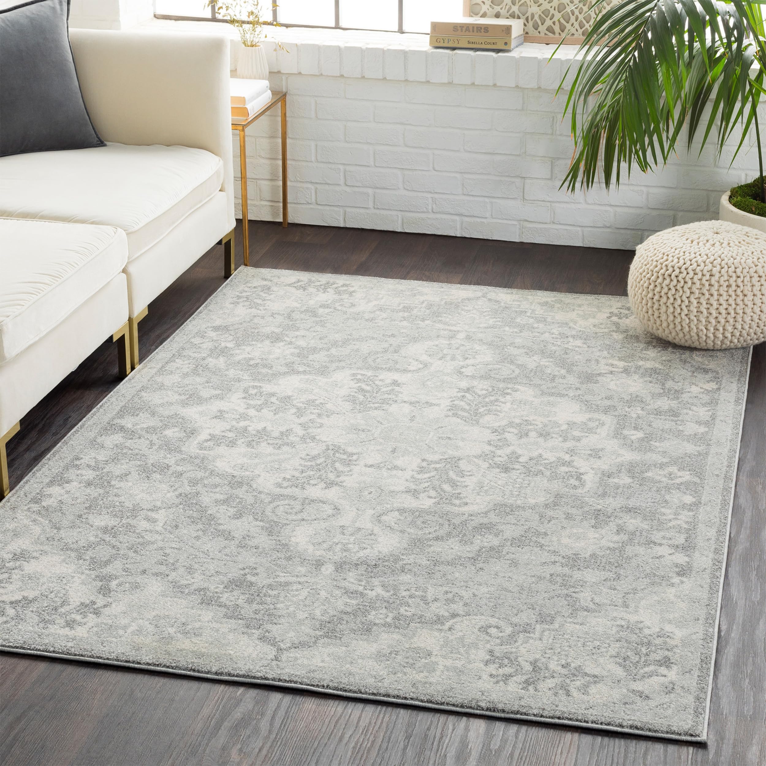 Livabliss Lou Asmara Vintage Rug for Living Room, Dining & Kitchen 120x170 cm, Traditional Boho Style, Multicoloured Medium Grey, Easy Care Pile, Large Floor Covering