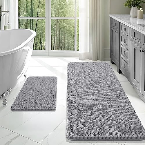 Miniatura 169 de OLANLY Juego de 2 alfombras de baño, tapetes de baño de felpilla suave y absorbente y tapete para inodoro con contorno en forma de U, alfombra de