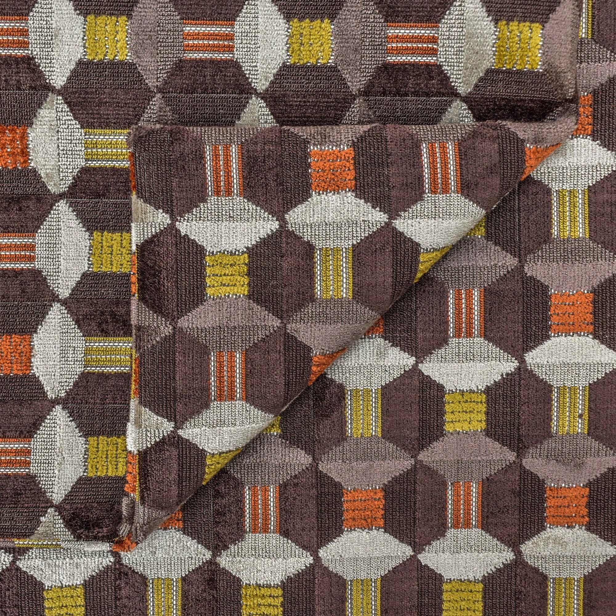 Tienda de tejidos directa Marrón y gris Terciopelo Jacquard Tela Por metro, 3 metros continuos 140 centímetros ancho Abstracto Marrón Al por mayor Terciopelo Tapicería Tela para Cortinas