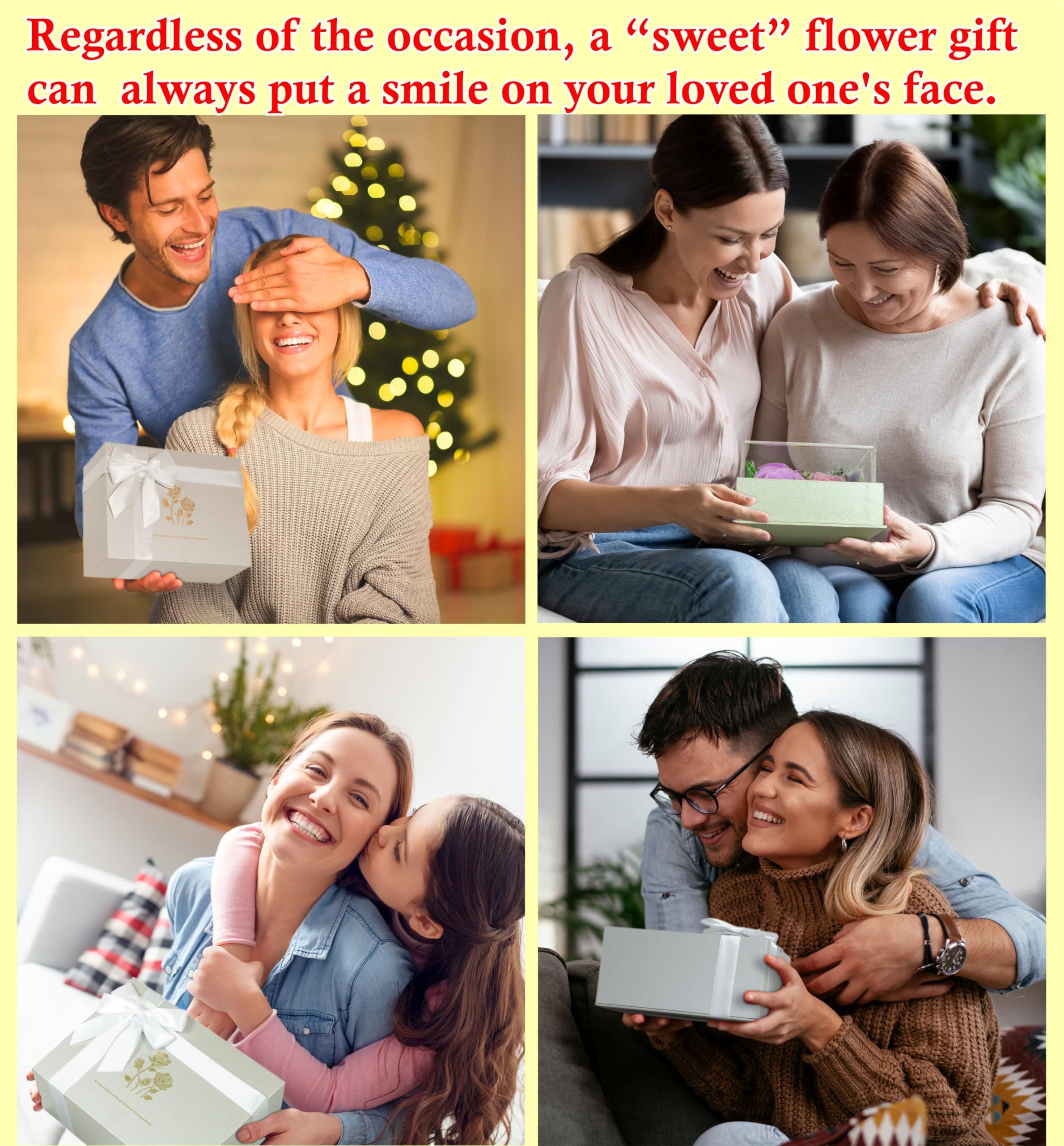 Valley of Rain & Forest Long-Lasting Real Flowers, Handcrafted Preserved Rose Bush For you to Send Love for All Occasions, Floral Arrangement for Indoor Decoration (Yellow Champagne Rose) - 4