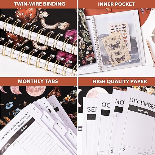 Miniatura 5 de Agenda mensual 2026-2027, agenda mensual, enero 2026 a diciembre 2027, 9 x 11 pulgadas, calendario de 24 meses 2026-2027, pestañas, bolsillo