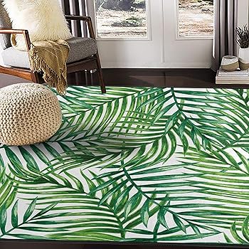 Amazon Com Alaza Tropical Palm Tree Leaves Watercolor Area Rug Rugs For Living Room Bedroom 7 X 5 Furniture Decor